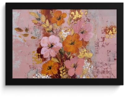 Poster in lijst - Fotolijst 30x20 cm - Posters - Schilderij - Bloemen - Rustiek - Roze - Posterlijst zwart - Decoratie - Wanddecoratie woonkamer - Muurdecoratie slaapkamer