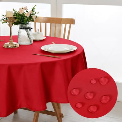 Rond Tafelkleed - Vlekbestendig, Waterdicht en Wasbaar - Voor Eetkamer, Tuin en Huishoudelijk Gebruik - Rood Ø 160 cm