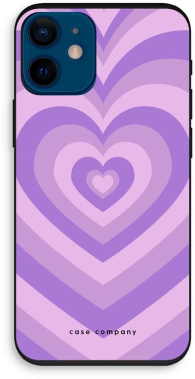 Case Company® - Hoesje geschikt voor iPhone 12 mini hoesje - Hart Paars - Biologisch Afbreekbaar Telefoonhoesje - Bescherming alle Kanten en Schermrand
