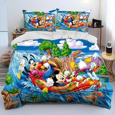 Mickey Mouse Cartoon Donald Duck HD Dekbed Beddengoed Set Dekbedovertrek Bed Set Dekbedhoes Kussensloop Queen Beddengoed Set Volwassene Kind AU Queen(210*210cm)3pcs