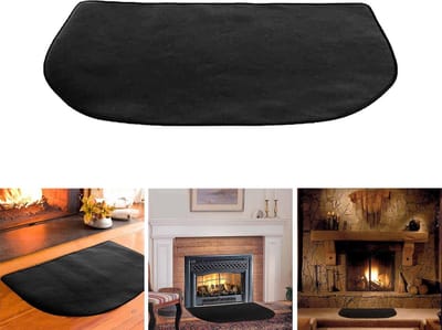 Haardmat - 106x61cm - Vuurvaste mat - vonkenbeschermplaat - Vuurvaste Haardmat - brandvertragende matten - BBQ grills mat - 2-laags brandvertragende - halfronde - glasvezel - Kachel accessoire - vloerbescherming