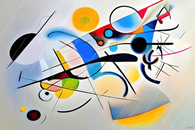 John Joseb Art (Glas) 60x40 | Abstract in Kandinsky stijl - kleurrijk- felle kleuren - kunst – woonkamer slaapkamer | rood, geel, blauw, oranje, roze, groen, modern | Foto-schilderij-glasschilderij-acrylglas-acrylaat-wanddecoratie