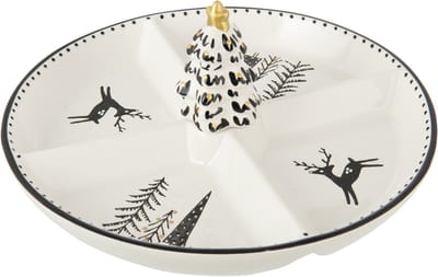 J-Line dienblad Dolomiet - keramiek - wit/zwart