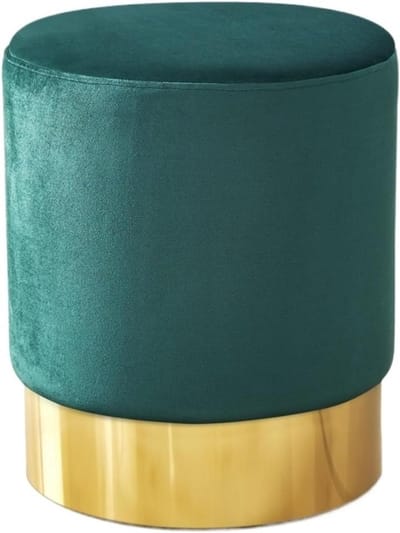 Klein Krukje - Ronde Poef - Schoenen Wisselen - Fluwelen Bekleding - 35x35x43cm - Groen