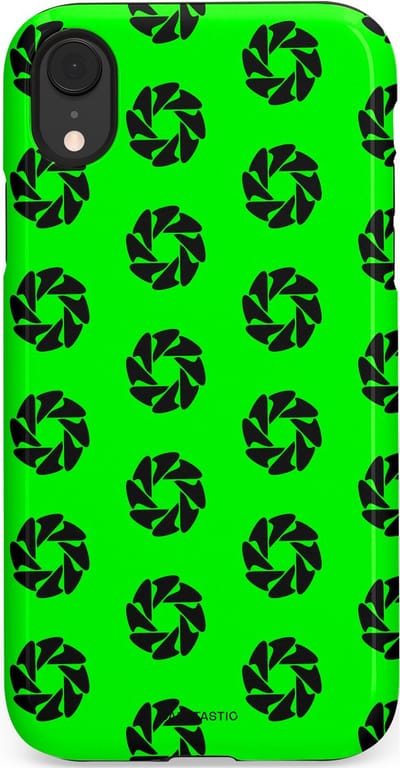 Casetastic hoesje geschikt voor Apple iPhone XR - Dubbellaagse bescherming - Neon Groene Cirkels - Fashion Case - Groen Zwart