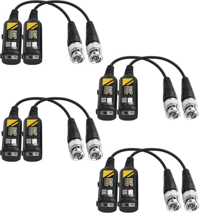 Video Balun Connectoren - CCTV Adapters - Camera Beveiliging - 8MP HD Transmissie - 400M Bereik - Zwart