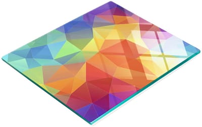 Stijlvol en duurzaam glazen bord met print van geometrische vormen, 60x52 cm