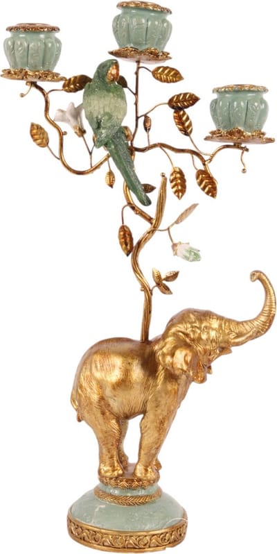 Baroque - Kandelaar - Kandelaar Olifant 44 cm - Goud - Resin - 44x23x10.5 - Polyresin