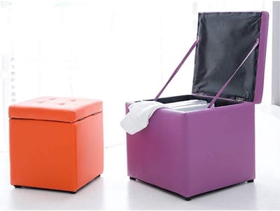 Opbergpoef - Zetel - Ruimte Organiseren - Met Verborgen Opbergruimte - 40 x 40 x 40 cm - Zwart