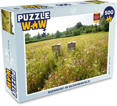 Puzzel Bijenkorf in bloemenveld - Legpuzzel - Puzzel 500 stukjes