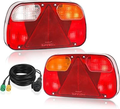 Aanhangerachterlicht - 2 Stuks - 13-Pins 12V - Ondersteunt Plug-And-Play - Geschikt Voor Alle Soorten Voertuigen, Waaronder Aanhangers, Campers, Vrachtwagens, Landbouwvoertuigen, Caravans - 237 x 138 x 53 Mm
