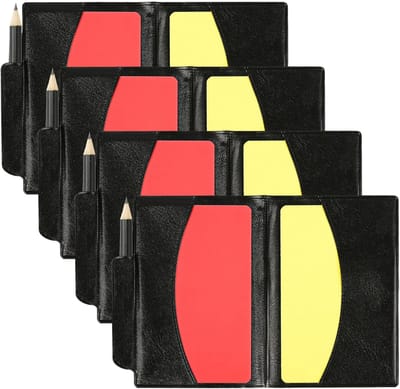 4 Sets Referee Cards Set - 8pcs Referee Penalty Cards - 4pcs PU Card Holder - Referee Red and Yellow Warning Cards voor Voetbal en Hockey Sporten