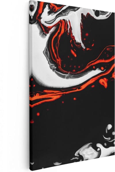 Artaza Canvas Schilderij Abstracte Kunst - 20x30 cm - Klein - Muurdecoratie Woonkamer - Wanddecoratie Rood - Kamer Accessoires
