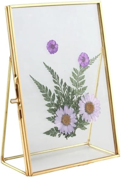 Retro Fotolijst in Messing, Rechthoekig Design met Glas voor Desk Display en Decoratie