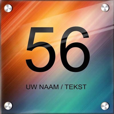 Naambordje voordeur plexiglas 15x15x0,5 cm model 1153 - Huisnummerbordje, naambordjes, naambordje huis, naamplaatjes, huisnummer bord, huisnummer bordje, originele naambordjes voordeur, huisnummerbord met naam, originele huisnummer bord