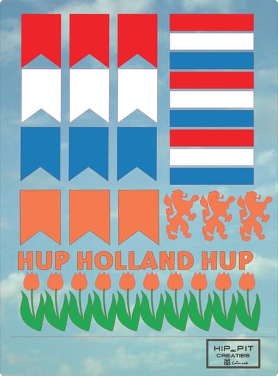 Hip met Pit Creaties Raamstickers - WK 2026 Oranje Vlaggetjes - Nederland Versieren - Vinyl Rood Wit Blauw - Supporteren Hup Holland