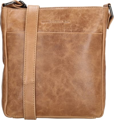 Hide & Stitches Porto Schoudertas Dames - Crossbodytas met telefoonvak - Tas van 100% Leder met ritssluiting - Taupe