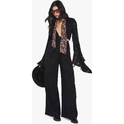 boohoo Dames Burnout Floral Wide Sleeve Jumpsuit | Black | Maat: 8