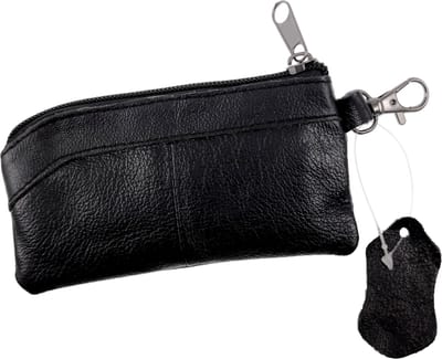 Langwerpig Sleuteletui Portemonnee Dames - Zwart Leren - Autosleutel Etui Unisex - Sleuteltasje Heren