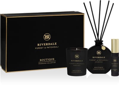 Riverdale - Geschenkset - Forest & Patchouli - Medium - Zwart - Geurstokjes, geurkaars en huisparfum