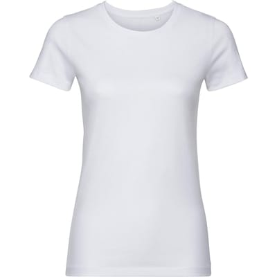 Russell Dames/Dames Authentiek Organisch T-shirt (Wit)
