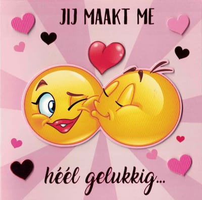 Kaart Valentijn - Jij maakt me héél gelukkig - Bedankt dat je in mijn leven bent - rode envelop - 17x17 cm - 3D kaart