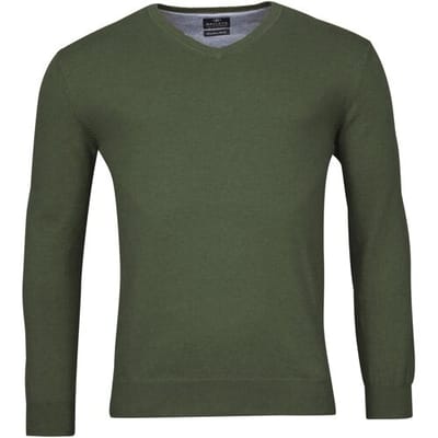 Baileys Trui V-Hals Single Knit Pima Cotton Donker Groen / male