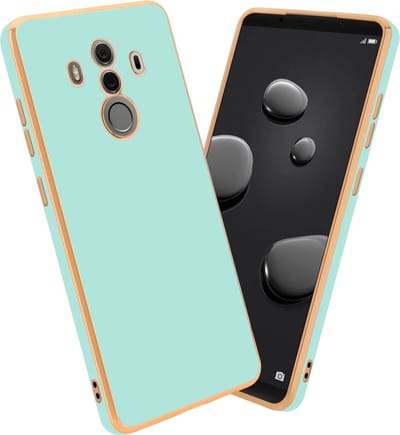 Cadorabo Hoesje geschikt voor Huawei MATE 10 PRO in Glossy Mintgroen - Goud - Beschermhoes Case Cover van flexibel TPU-silicone en met camerabescherming