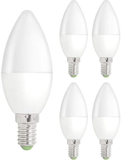Spectrum LED Kaarslamp E14 - 1W - 230V - 90 Lumen - 6000K Koud Wit - Ø37mm - Voor Kroonluchter, Wandlamp of Sfeerverlichting - 5 stuks