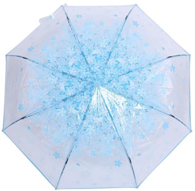 Dailygoods- Paraplu transparant met bloemen - Opvouwbare Paraplu - Windbestendig - Kinderparaplu - Reisparaplu - Diameter 93 cm - Regenbescherming