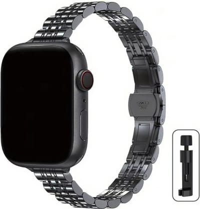 Actie4you® - Dunne band - 38/40/41mm - Metalen bandje geschikt voor Apple Watch - Schakel Armband RVS - Roestvrijstaal - Horlogeband - Geschikt als Apple watch bandje voor Series 1/2/3/4/5/6/SE/7/8/9 – Zwart