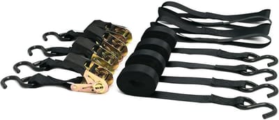 Spanbanden met haken - Sjorbanden bagage - Lading zekeren - Plat elastisch ontwerp - 4 stuks 4.5m - Zwart
