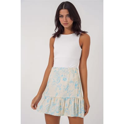 Geweven Mini Tricotrok met Rimpeldetails