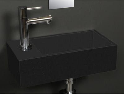 Beaux Beauvais fontein 36x18 cm.1x kraangat links zonder overloop quartz zwart