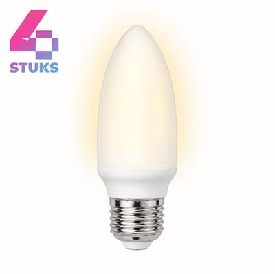 4x Kaarslamp Spaarlamp E27 - 7W - Daglicht (6400K) - 420 lm - 10 jaar - Niet Dimbaar