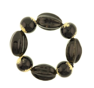 Behave - Kralenarmband zwart met goudkleur details - feest stijl