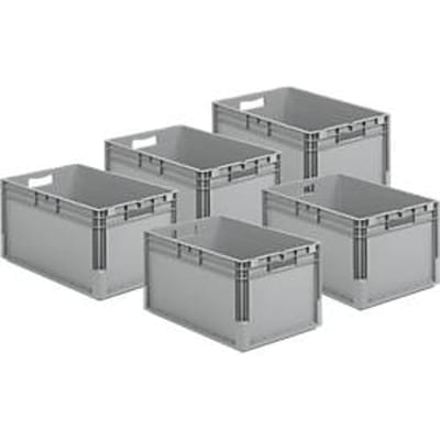 Euro Box ELB 6320 - polypropyleen - B 600 x D 400 x H 320 mm - inhoud 64 l - grijs - 5 stuks