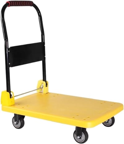 Platformwagen, Opvouwbare Handwagen, Platformwagen, Platte Wagen, Duwkar For Laden En Opslag Vouwwagen(Yellow)