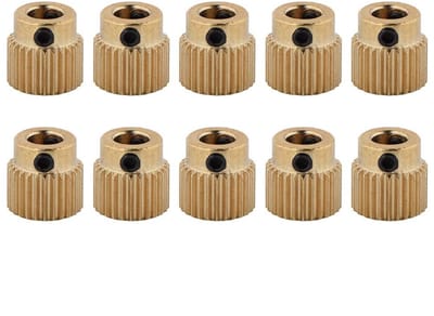 Allecto - 3D printer onderdelen - Brass extruder wielen - 10 stuks - Goud - Drive wheels - Perfect voor CR-10 en Ender 3 printers - 26 tanden