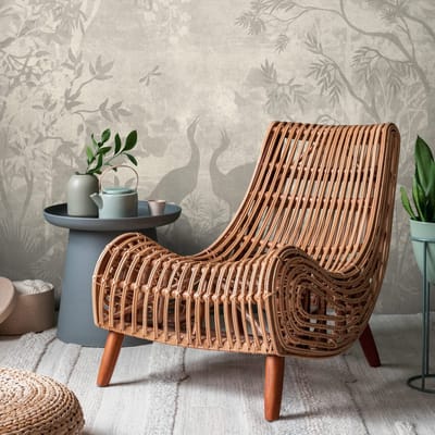 Fotobehang Profhome 399181-GU vliesbehang hardvinyl warmdruk in reliëf glad met bosmotief mat beige grijs crèmewit 3,71 m x 2,8 m