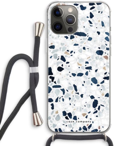 Case Company® - Hoesje met koord geschikt voor iPhone 12 Pro hoesje met Koord - Terrazzo N°1 - Telefoonhoesje met Zwart Koord - Bescherming aan alle Kanten en Over de Schermrand
