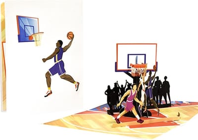 3D Pop Up Kaart Basketbal met Envelop, Creatieve Verjaardagskaart, Uniek Cadeau voor Afstuderen en Kinderdag