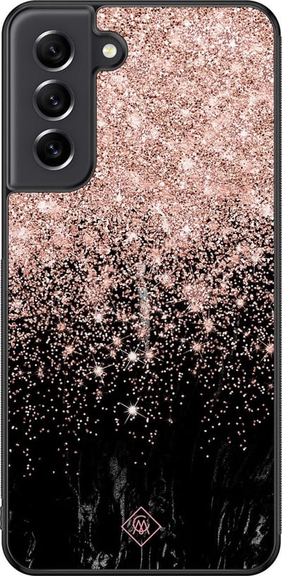 Casimoda® hoesje - Geschikt voor Samsung Galaxy S21 FE - Marmer Twist - Zwart TPU Backcover - Marmer - Bruin/beige