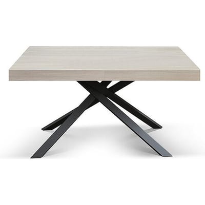 Houten tafel, afwerking parelmoer olm, antraciet onderstel, uitschuifbaar 140x90 - FORTE DEI MARMI