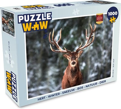 Puzzel Hert - Winter - Sneeuw - Bos - Natuur - Dier - Legpuzzel - Puzzel 1000 stukjes volwassenen