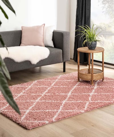 Berber vloerkleed - Habitat roze/wit 60x110