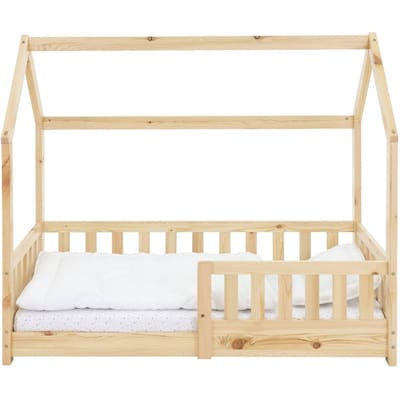 Kinderbed Huisbed 70x140 cm van grenenhout incl. matras H-10cm uitvalveilig dak en lattenbodem ML design