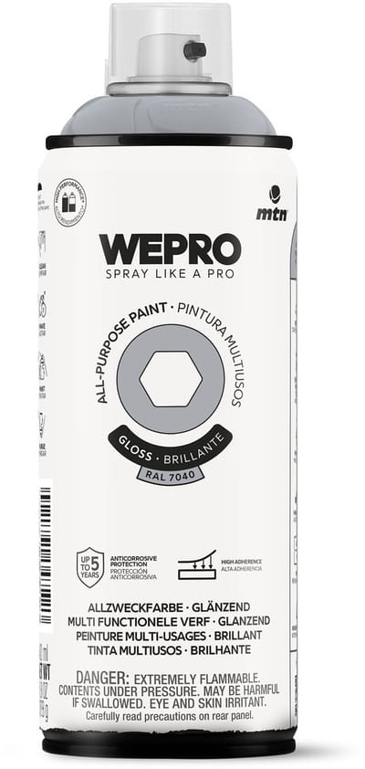 Spuitbus Ral 7040 Grijs Glans MTN WEPRO ALL-PURPOSE PAINT 400ML