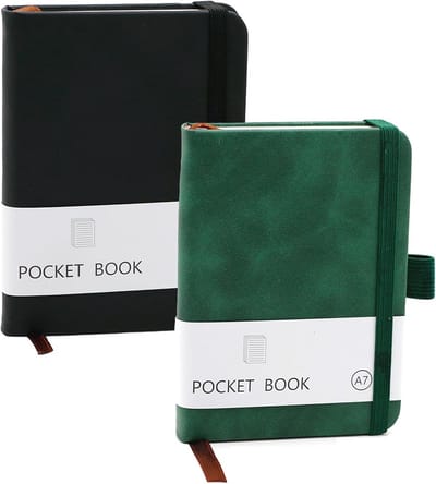 SnelShoppen - 2 Stuks A7 Pocket Notebooks met Elastische Sluiting - Mini Notitieboekjes met Penhouder - Compacte Schrijfblokken voor School, Kantoor,