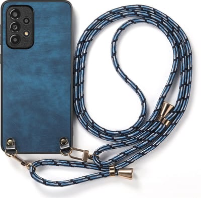 Hybride Backcover met Verstelbare/Afneembare Schouderband + Screenprotector voor Galaxy A53 _ Blauw